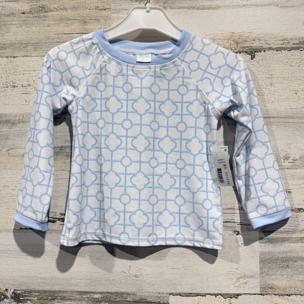 Edgehill Collection Rash Guard Boys 3T Blue Lattice Preppy NWT